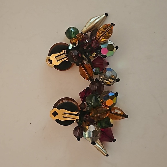 Colored Crystal Beads & AB Beads on Clip-on Earrings - Picture 6 of 6